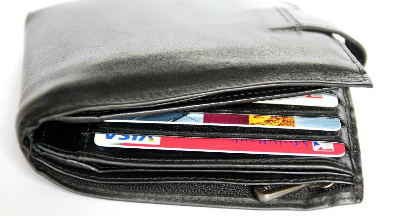 Wallet with credit cards visible on the inserts