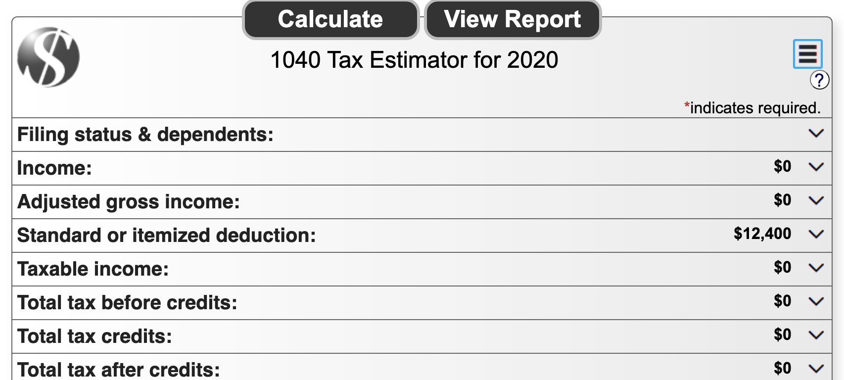 1040 tax calculator