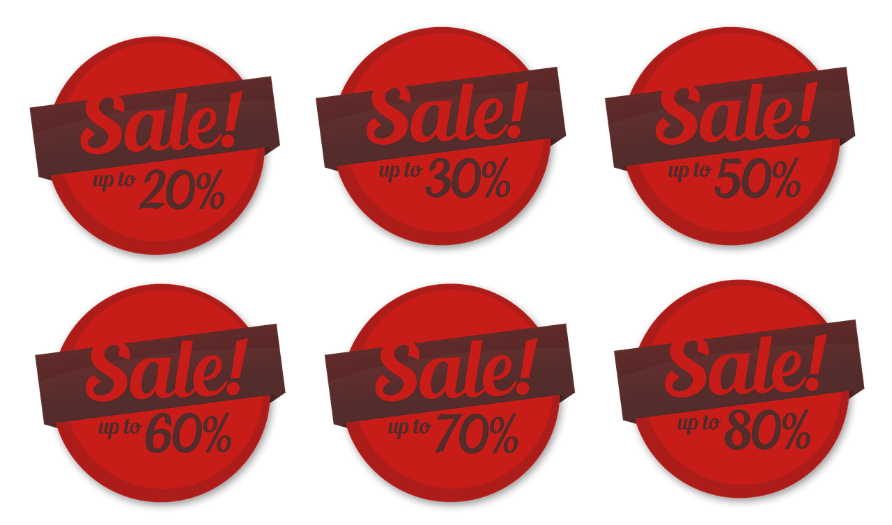 Several logos displaying the Sale up to 50% sign