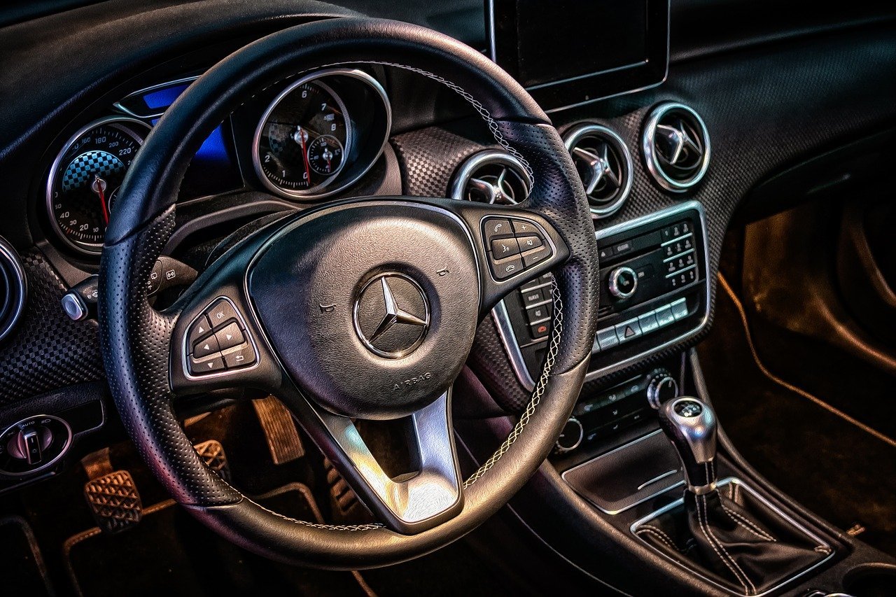 Steering wheel of a Mercedes Benz
