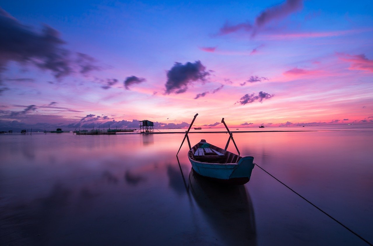 Boat stationary on sea waters