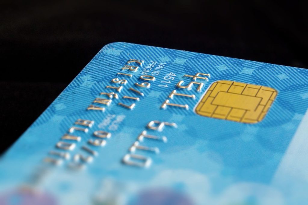 Close up of credit card account details