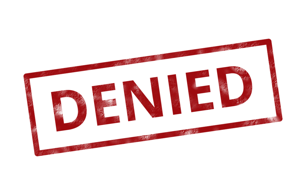Graphic image with the word "denied"