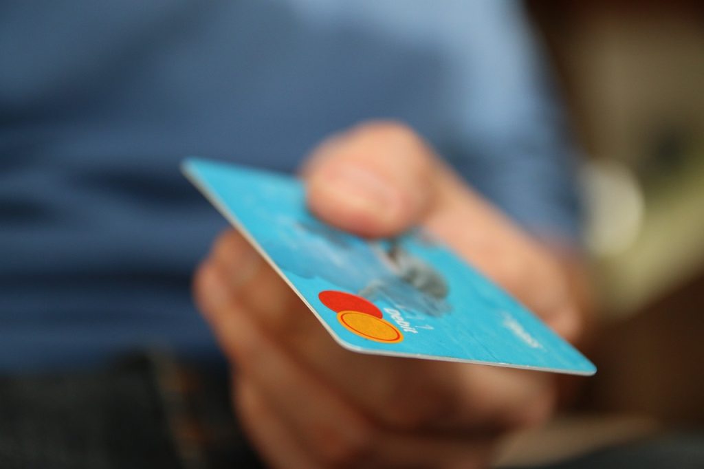 A blue credit card