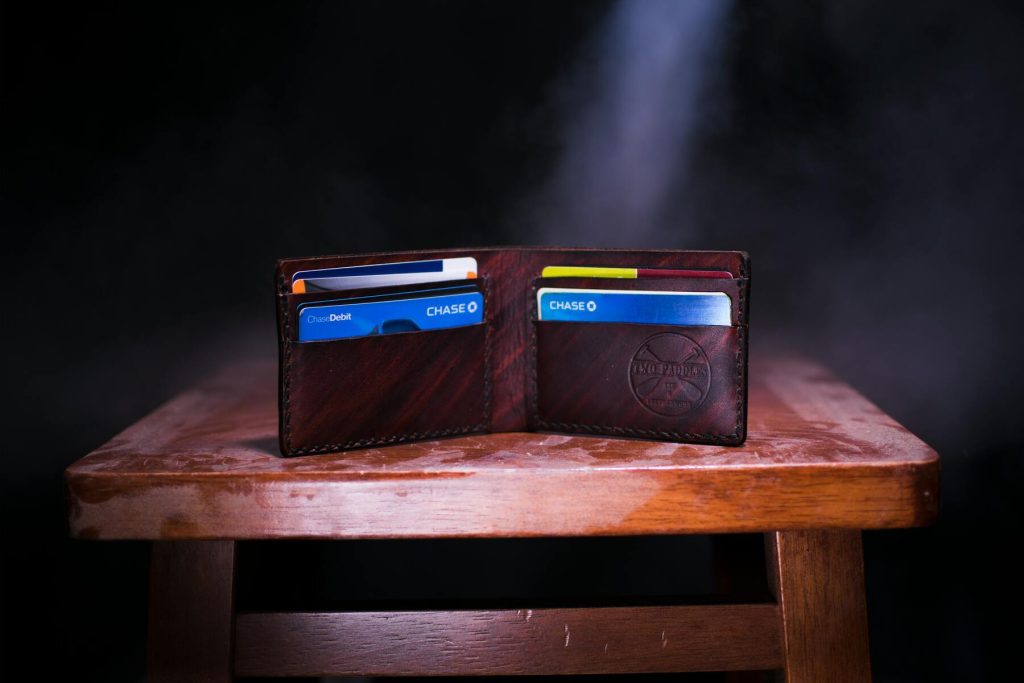 A wallet with different credit cards
