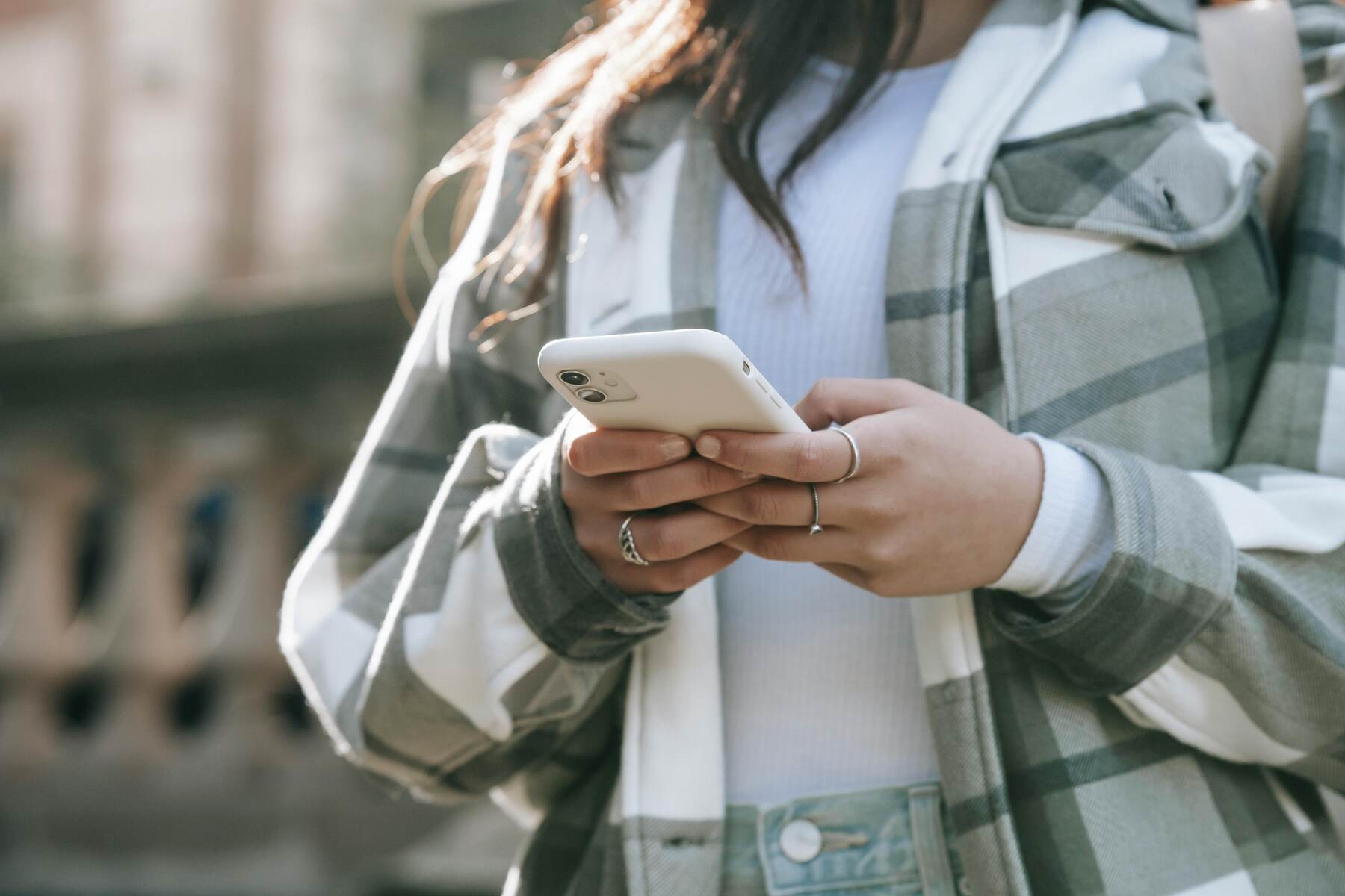 A woman using her phone